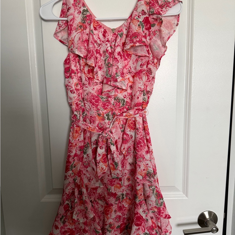 GB Girls Pink Floral Ruffle Dress